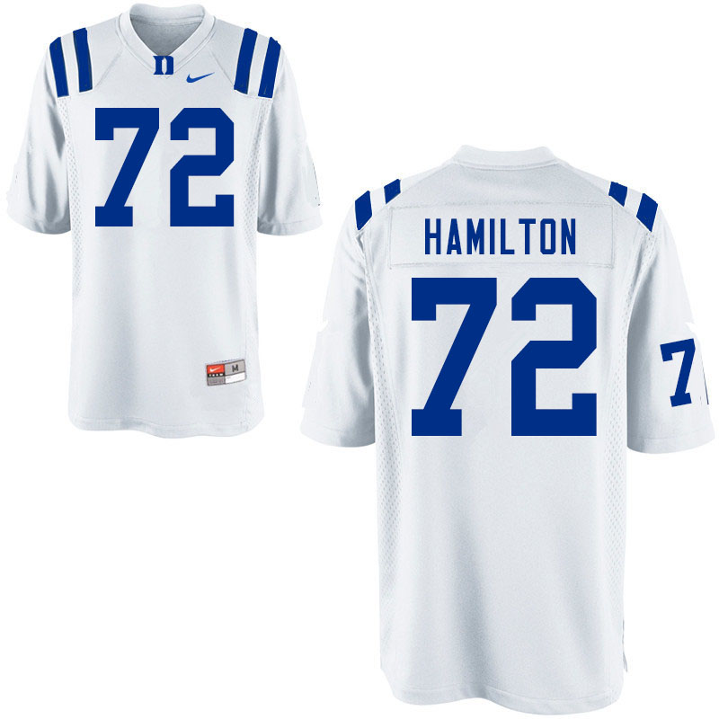 Men #72 Devery Hamilton Duke Blue Devils College Football Jerseys Sale-White